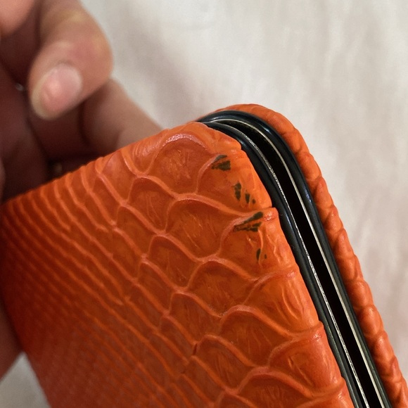 Orange wallet, clip wallet, billfold, orange clutch, Kristine brand wallet, cute - Picture 6 of 6